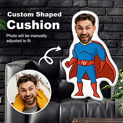Personlized Photo In Super Dad Custom Shaped Cushion Case