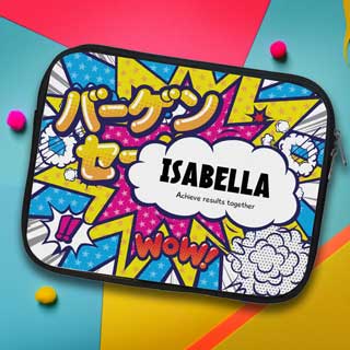 Comic Graphic Pattern Personalized Name Apple Ipad Zipper Case
