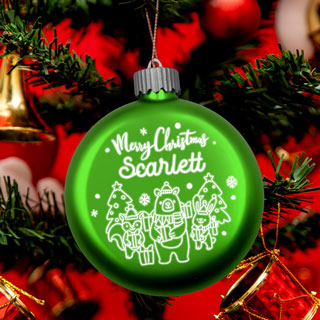 Personalized Christmas Bear Glass LED Ornament
