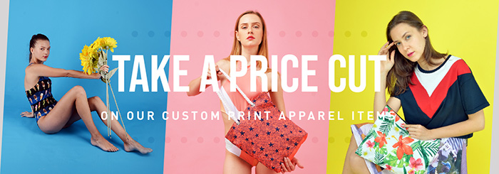 Take a price cut on our custom print apparel items