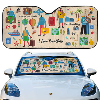 Love Travel Car Windshield Sunshade