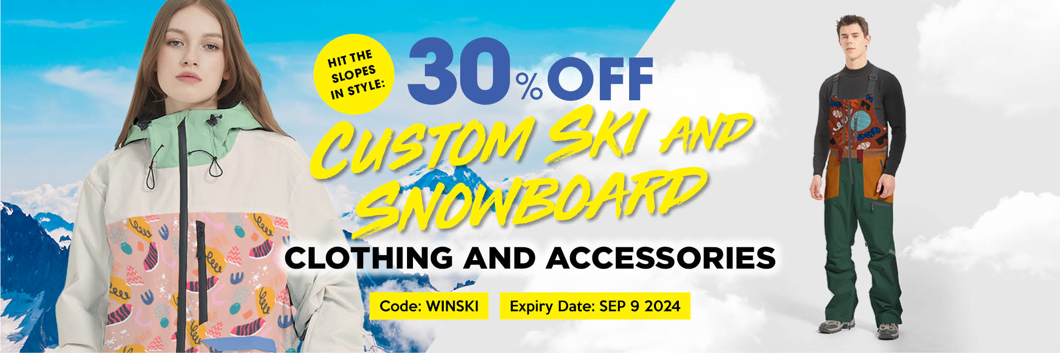 Hit the Slopes in Style: 30% Off Ski & Snowboard Clothing and Accessories with Free Worldwide Shipping