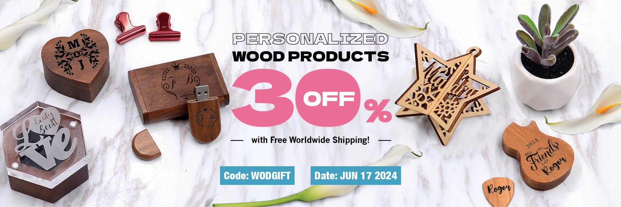 Personalized Wood Products: 30% Off with Free Worldwide Shipping!