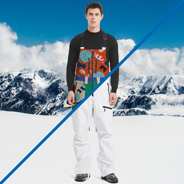 Custom Men's Front Zip Ski And Snowboard Bib Pants